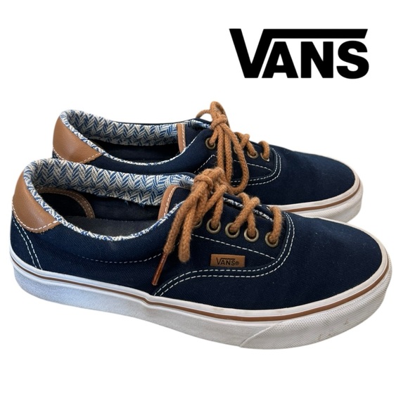 VANS Era 59 Women's Navy Chevron Lined Canvas Low Shoes Sneakers 8 - Picture 1 of 6